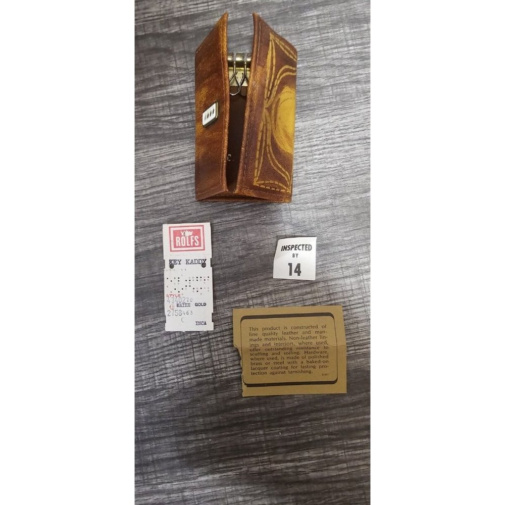 Vintage Rolfs Trifold  Key Kaddy Maize Gold Genuine Leather - Great Condition